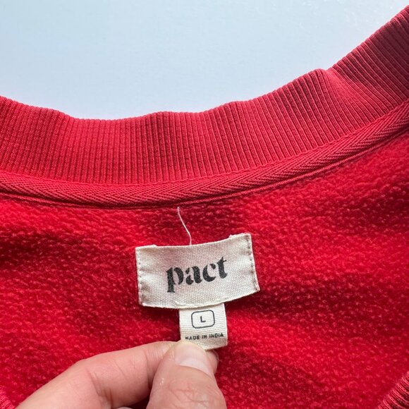 Pact Red Long Sleeve V-neck Boxy Pullover Sweater Top Sz Large - Picture 5 of 6